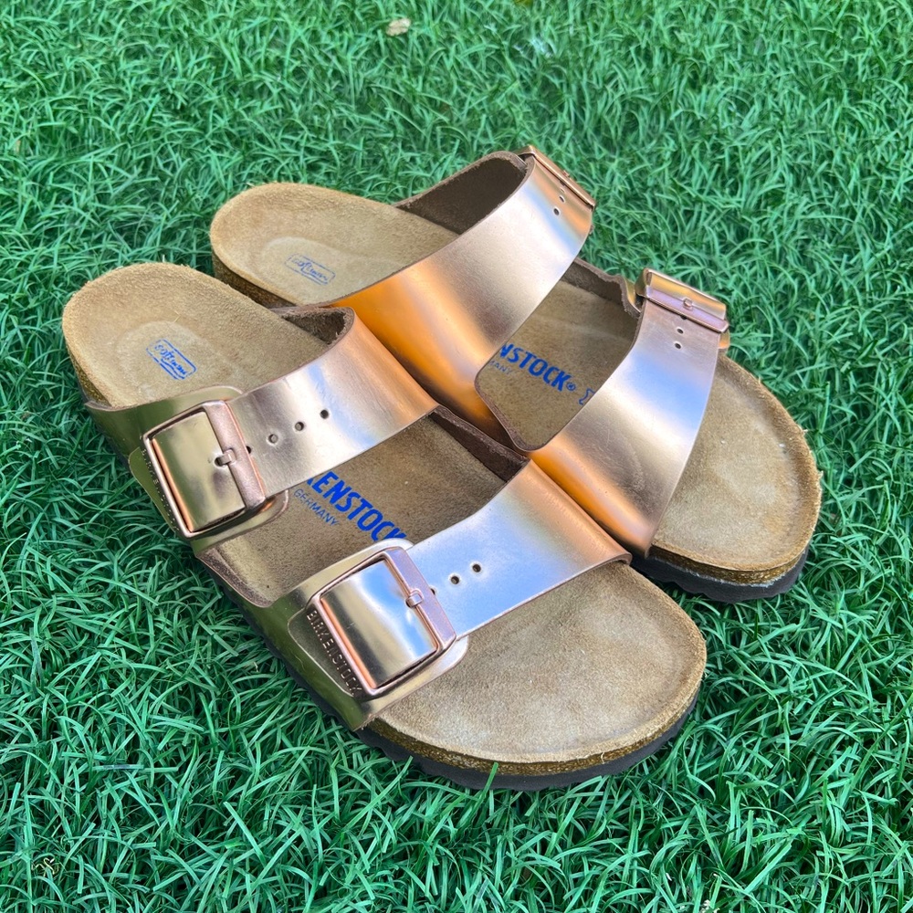 Birkenstock Metallic Copper Arizona Sandals Sz10.